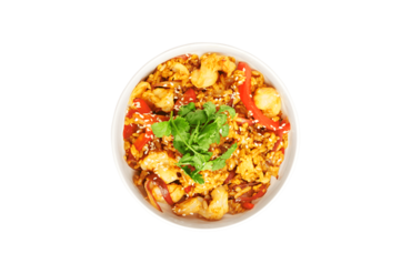 Тай-вок с рисом и креветками